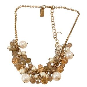 The limited chunky bib necklace dangling glass faceted beads sparkly gold tone